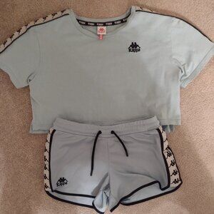 Matching medium Kappa set althetic leisure boxy crop top & dolphin shorts